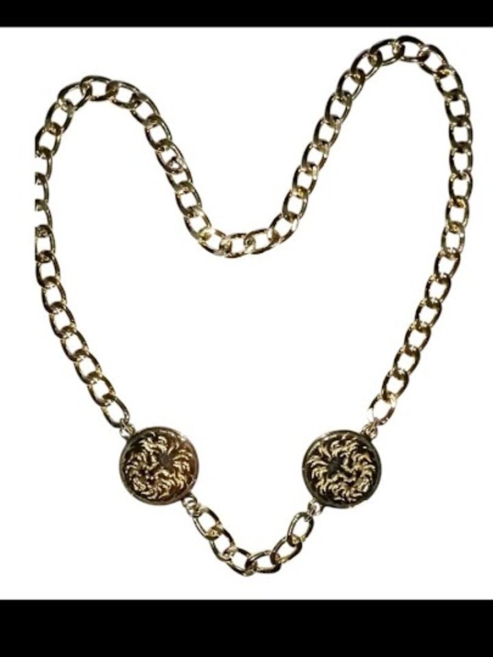 Liz Claiborne Lion Medallion Necklace Gold Tone Vintage
